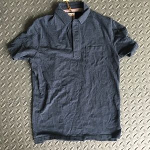 Relwen Pique Slot Polo (M) in Charcoal Navy Heather
